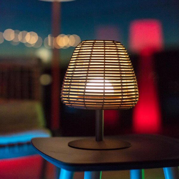 Lumisky Boheme LED stolna lampa na punjivu bateriju, tamnosiva/smeđa, visina 25 cm, Sivo, Metal