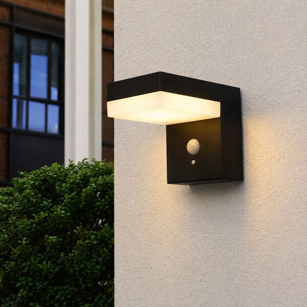 Lumisky Cenova LED solarna zidna svjetiljka, crna, širina 16 cm, senzor, Crno, Aluminij