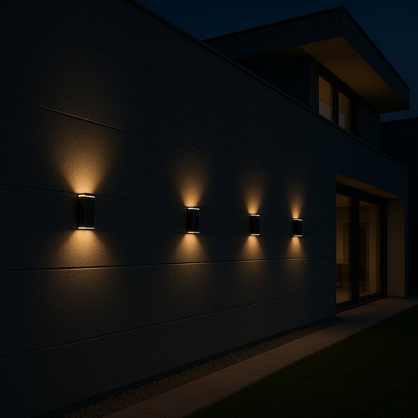 Lumisky Rody LED solarna zidna lampa, crna, visina 16 cm, set od 2 komada, IP65, Crno, Plastika