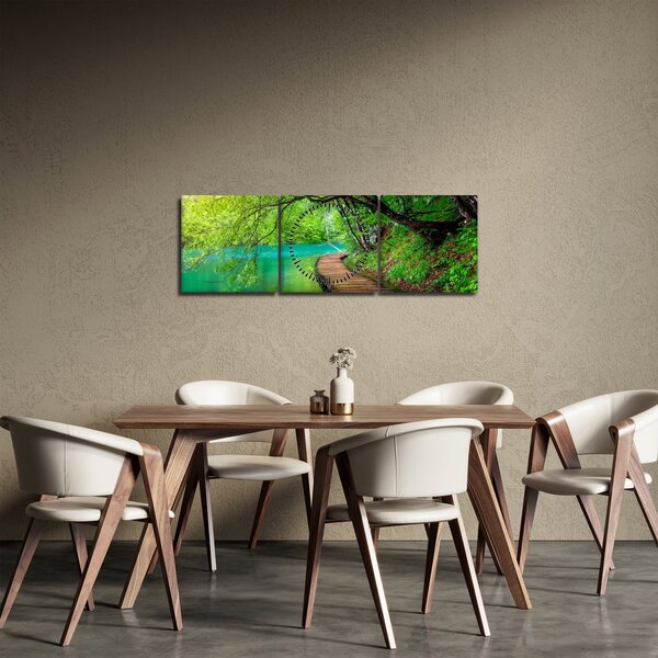 Slika - Plitvička jezera (sa satom) (90x30 cm)
