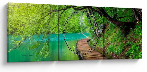 Slika - Plitvička jezera (sa satom) (90x30 cm)