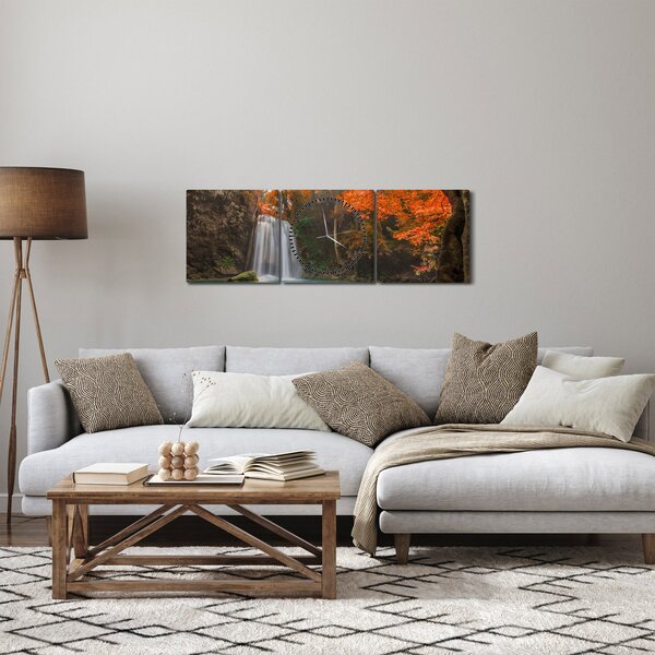 Slika - Vodopad u Tajlandu (sa satom) (90x30 cm)