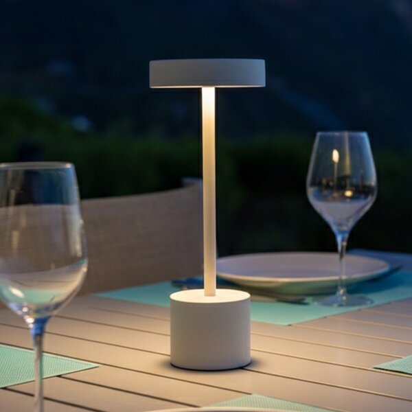 Lumisky Roby LED punjiva stolna lampa, bijela, visina 30 cm, IP54, prigušiva, Bijela, Aluminij