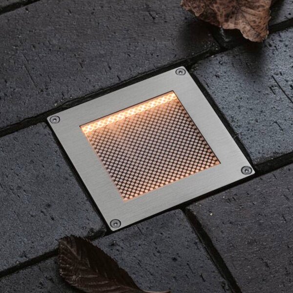 Paulmann Sorea LED solarno ugradbena podna svjetiljka, željezo, duljina 10 cm,, Metalik, Nehrđajući čelik, Četvrtasta ugradna svjetla