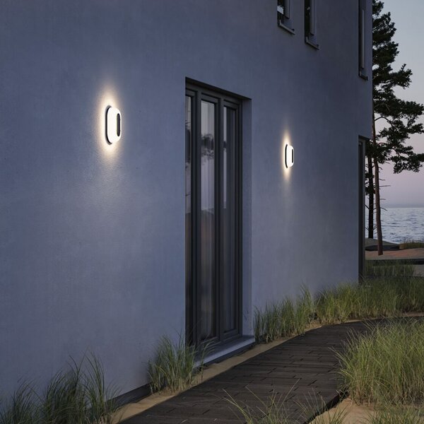 Paulmann Elunor LED zidna svjetiljka, antracit, visina 21 cm, CCT, prigušiva, Crno, Plastika