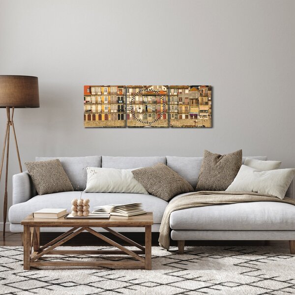 Slika - Obalna četvrt, Portugal (sa satom) (90x30 cm)