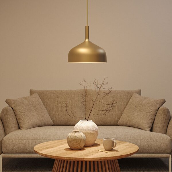 Paulmann Embla II viseća lampa, zlatne boje, Ø 30 cm, metal, prigušiva, Zlato / mjed, Dnevni boravak/blagovaonica, Metal