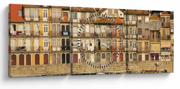 Slika - Obalna četvrt, Portugal (sa satom) (90x30 cm)