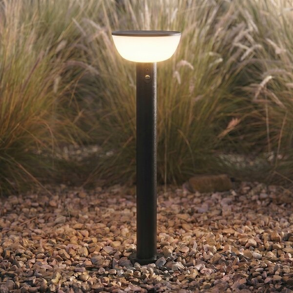 Lindby Obintu LED solarna svjetiljka za stazu, crna, 63 cm, senzor, prigušiva, Crno, Metal, Solarna svjetla