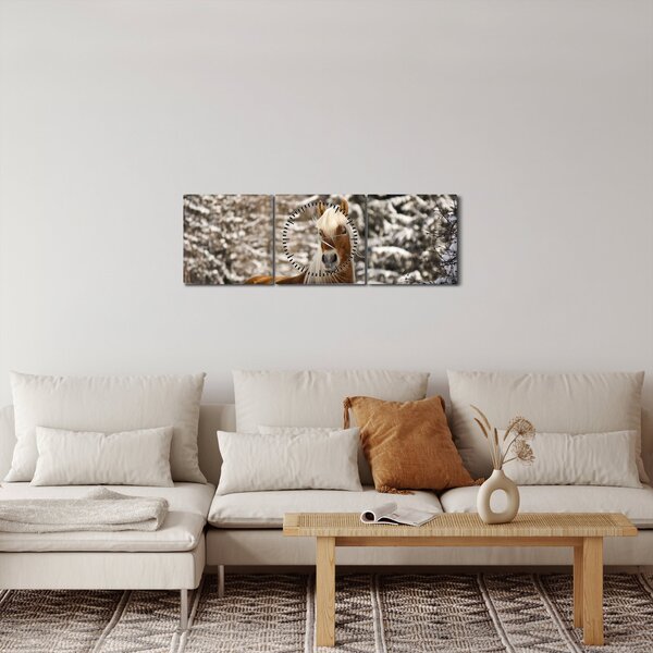 Slika - Konj u zimskom pejzažu (sa satom) (90x30 cm)