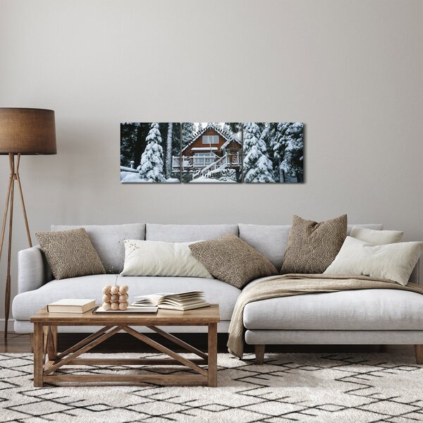 Slika - Drvena vikendica (sa satom) (90x30 cm)