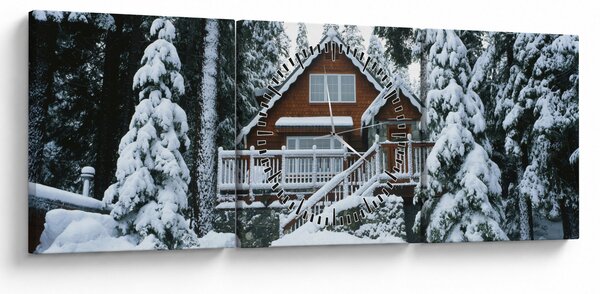 Slika - Drvena vikendica (sa satom) (90x30 cm)
