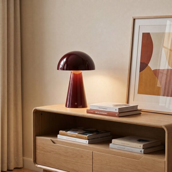 Stolne Lampa Lindby, Nevijo, prigušiv, Crvena, Dnevna soba, Metal, Moderan