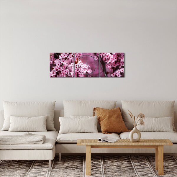 Slika - Ružičasta sakura (sa satom) (90x30 cm)