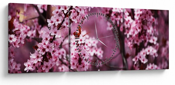 Slika - Ružičasta sakura (sa satom) (90x30 cm)