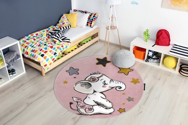 Tepih PETIT ELEPHANT UHO ZVIJEZDICE krug ružičasta