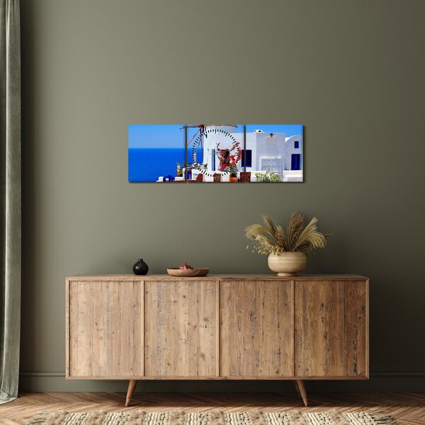 Slika - Mala kuća u Grčkoj (sa satom) (90x30 cm)
