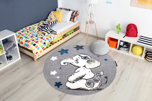 Tepih PETIT ELEPHANT UHO ZVIJEZDICE krug Siva