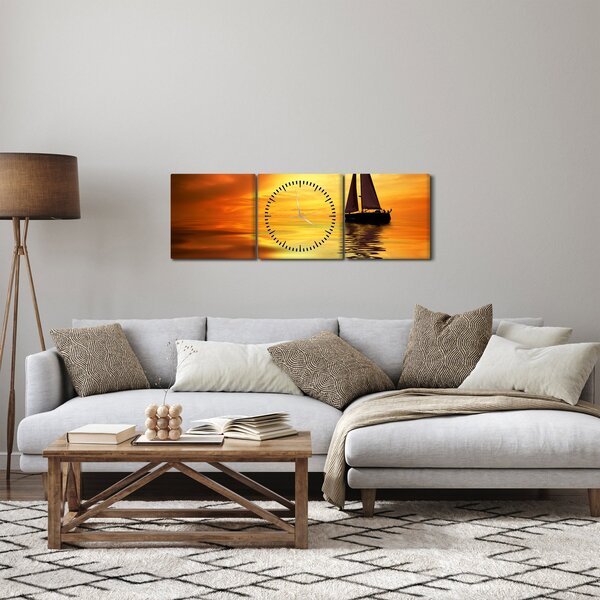 Slika - Jedrilica u zalasku sunca (sa satom) (90x30 cm)