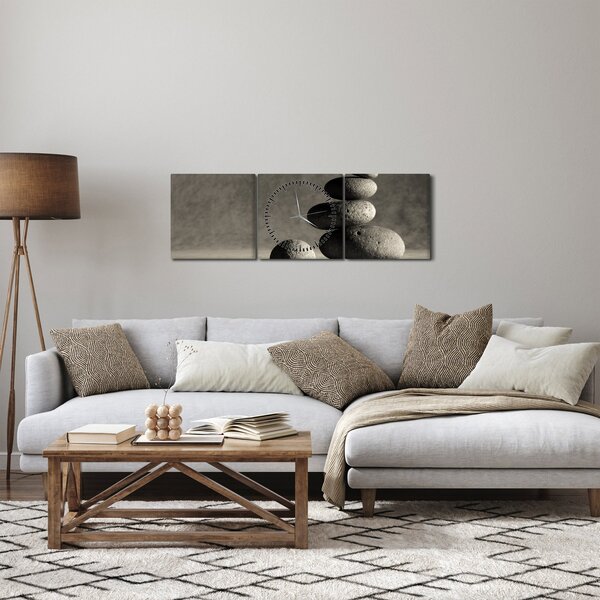 Slika - Sivo kamenje (sa satom) (90x30 cm)
