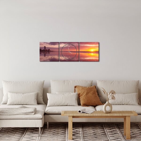 Slika - Plaža u zalasku sunca (sa satom) (90x30 cm)