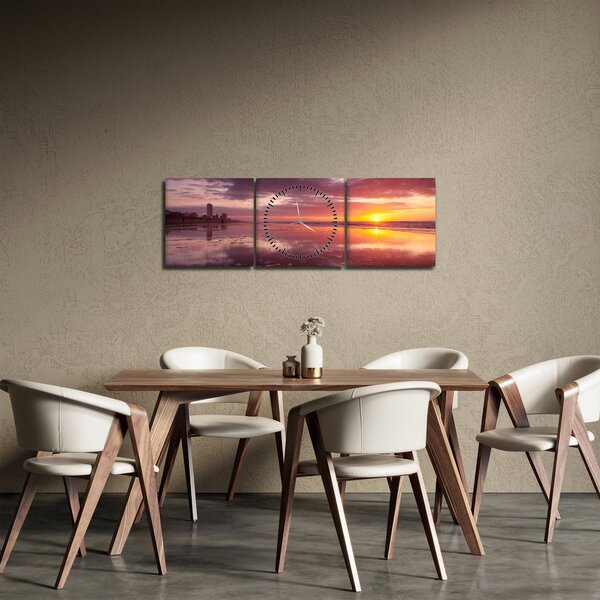 Slika - Plaža u zalasku sunca (sa satom) (90x30 cm)
