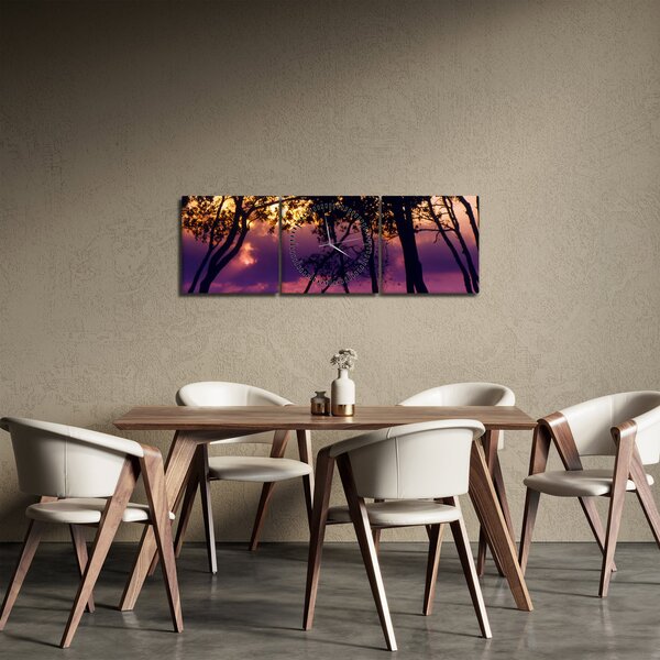 Slika - Drveće u zalasku sunca (sa satom) (90x30 cm)