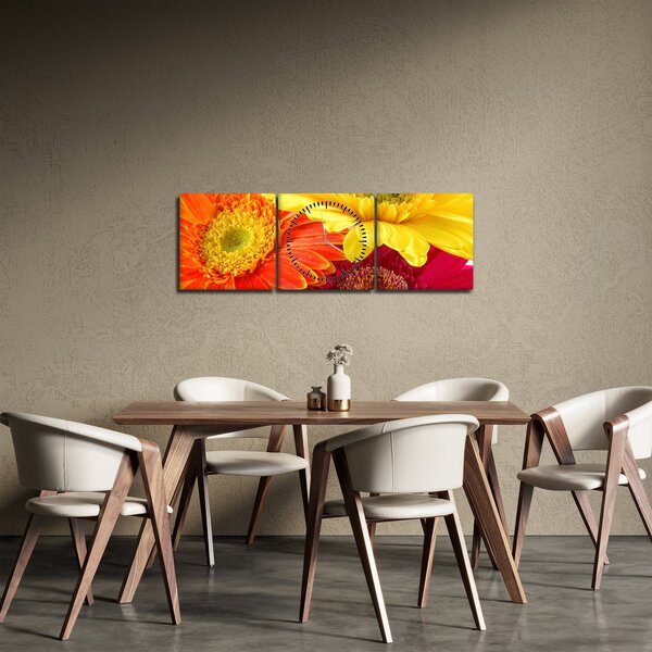 Slika - Cvijeće Gerbery (sa satom) (90x30 cm)