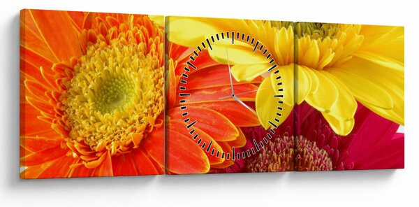 Slika - Cvijeće Gerbery (sa satom) (90x30 cm)