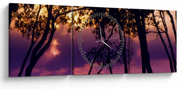 Slika - Drveće u zalasku sunca (sa satom) (90x30 cm)