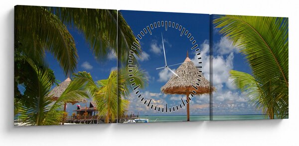 Slika - Plaža s bijelim pijeskom (sa satom) (90x30 cm)