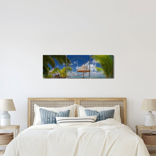 Slika - Plaža s bijelim pijeskom (sa satom) (90x30 cm)