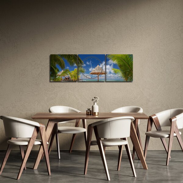 Slika - Plaža s bijelim pijeskom (sa satom) (90x30 cm)