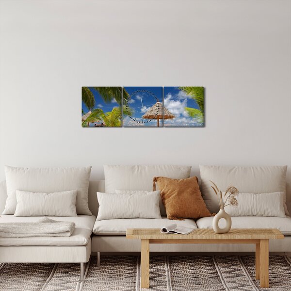 Slika - Plaža s bijelim pijeskom (sa satom) (90x30 cm)
