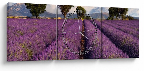 Slika - Polje lavande i planine (sa satom) (90x30 cm)