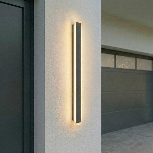 Lucande Ilora vanjska zidna LED svjetiljka, crna, 100 cm, CCT, IP65, Crno, Nehrđajući čelik