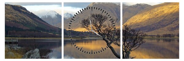 Slika - Planine uz jezero (sa satom) (90x30 cm)