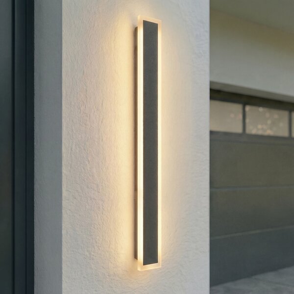 Lucande Ilora vanjska zidna LED svjetiljka, crna, 100 cm, CCT, IP65, Crno, Nehrđajući čelik