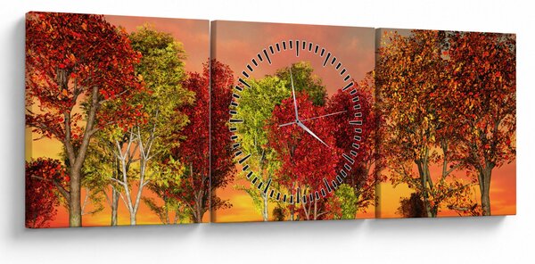 Slika - Obojeno drveće (sa satom) (90x30 cm)