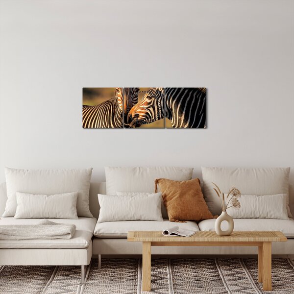 Slika - Dvije zebre (sa satom) (90x30 cm)