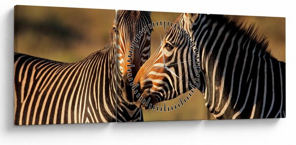 Slika - Dvije zebre (sa satom) (90x30 cm)