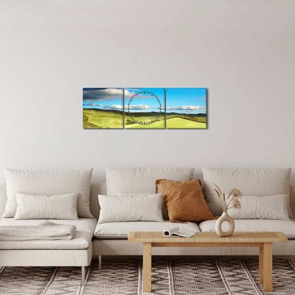 Slika - Zeleni krajolik s brdima (sa satom) (90x30 cm)