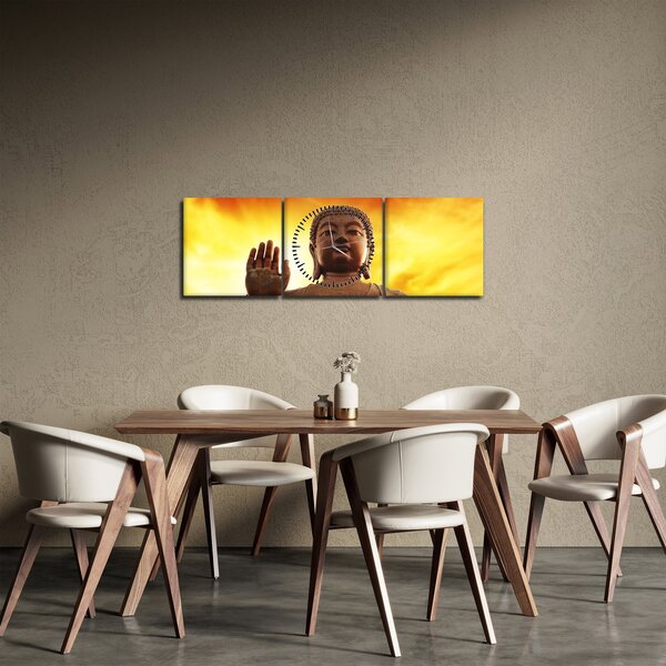 Slika - Buda s crvenom i žutom pozadinom (sa satom) (90x30 cm)