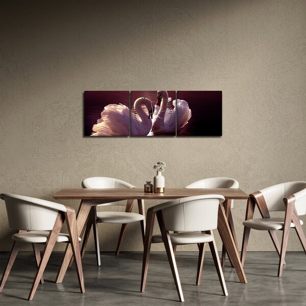 Slika - Labudovi na jezeru (sa satom) (90x30 cm)