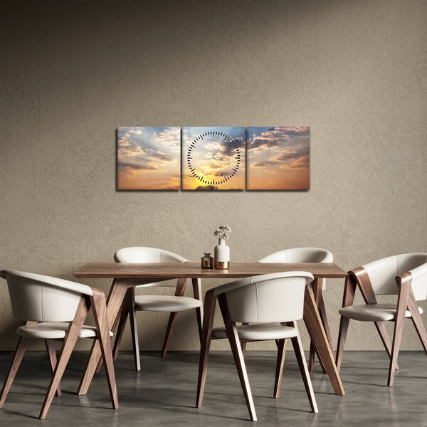Slika - Slonovi lutaju savanom (sa satom) (90x30 cm)