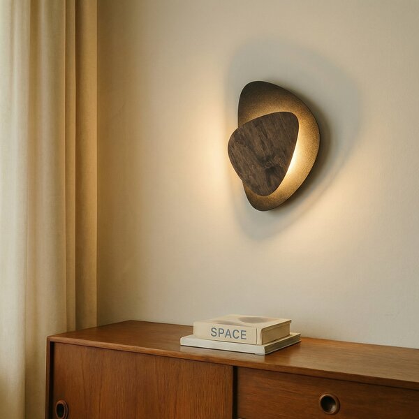 SIGMA LED zidna svjetiljka Pedra, crna/wenge, čelik, drvo, 3000 K, Crno, Dnevni boravak/blagovaonica, Metal