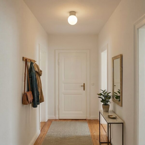 SIGMA Stropna svjetiljka Hotel Mood 1, sivo-bež, metal, staklo, G9, prigušiva, Bijela, Područje hodnika, Staklo
