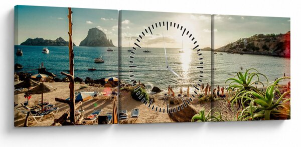 Slika - Plaža s ljudima (sa satom) (90x30 cm)