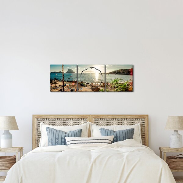 Slika - Plaža s ljudima (sa satom) (90x30 cm)
