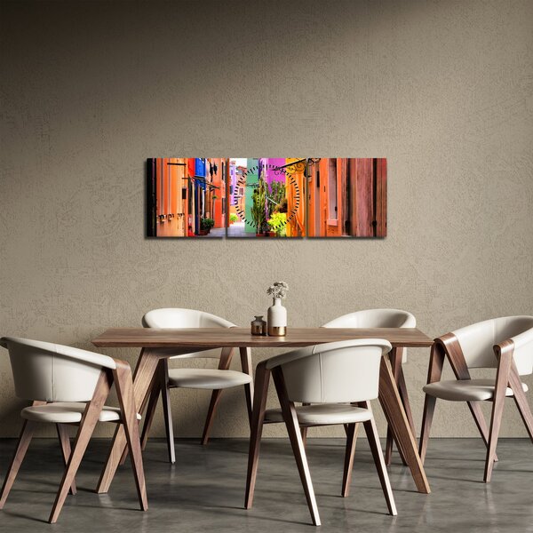 Slika - Šarena kuća u Buranu, Venecija (sa satom) (90x30 cm)